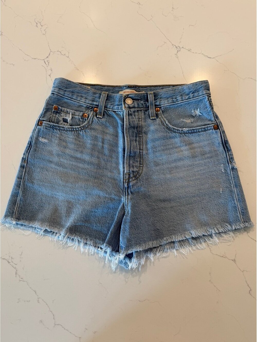 Levi's Premium Ribcage High Rise Denim Shorts Light Wash Size 27